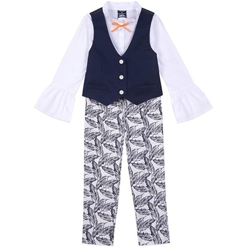 3 Pieces Girl's  Shirt & Pattern Pants Set.