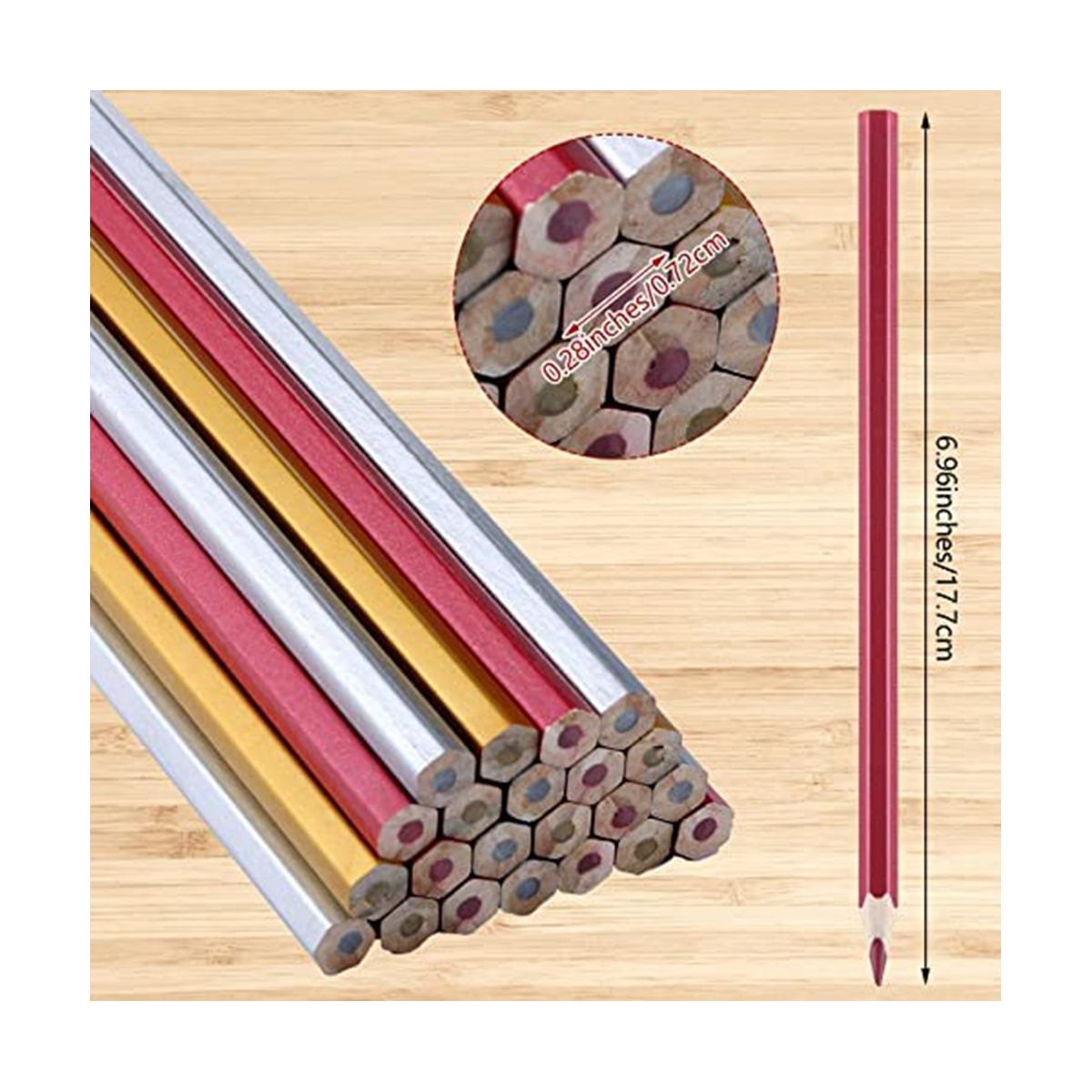 120 Pcs Welders Pencil Metallic Marking Pencil Hex Metallic Colored Marking Tools Supplies for Plumber Framer Carpenter