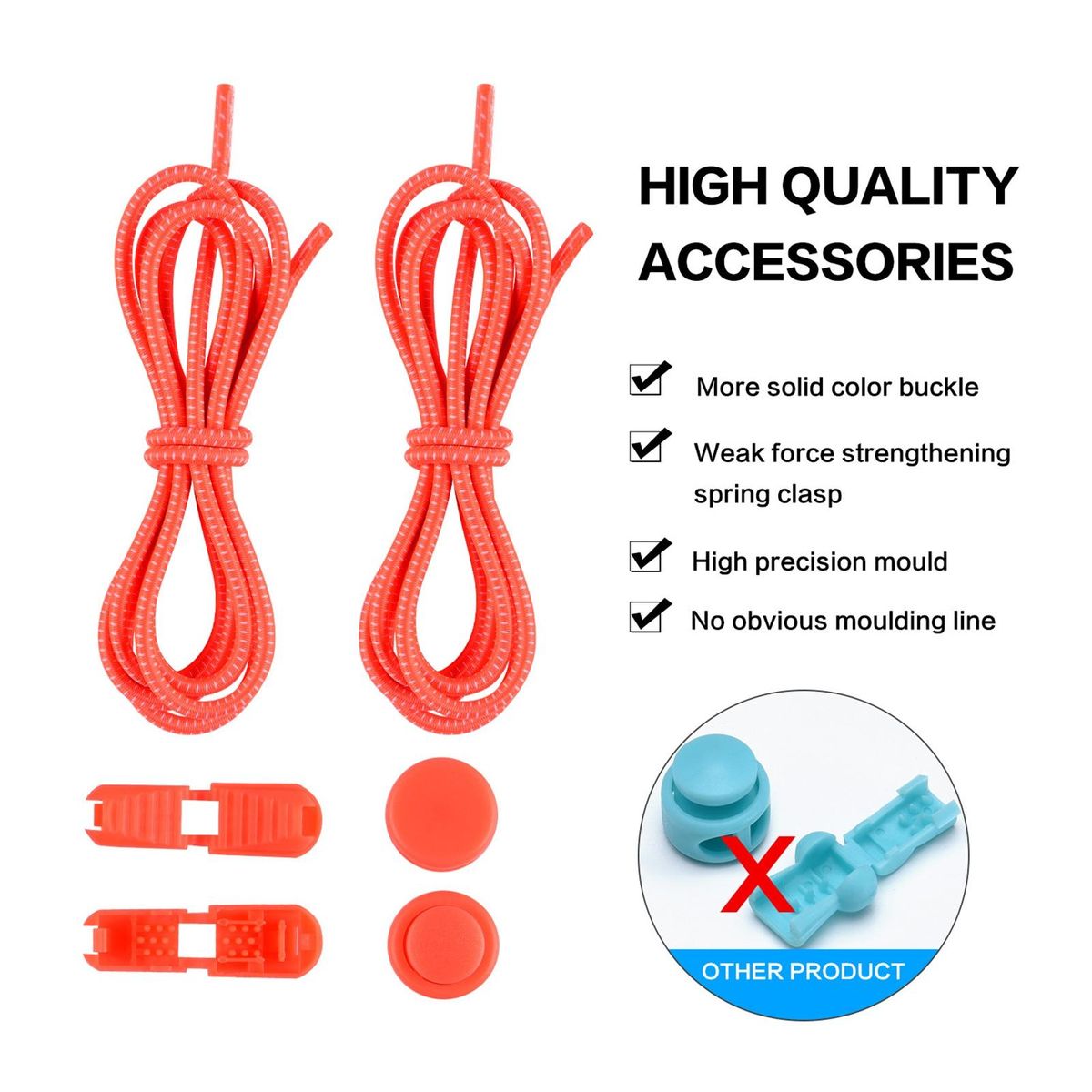 1 Set Tieless Shoelaces Elderly Children No Tie Shoes Strings Light Orange