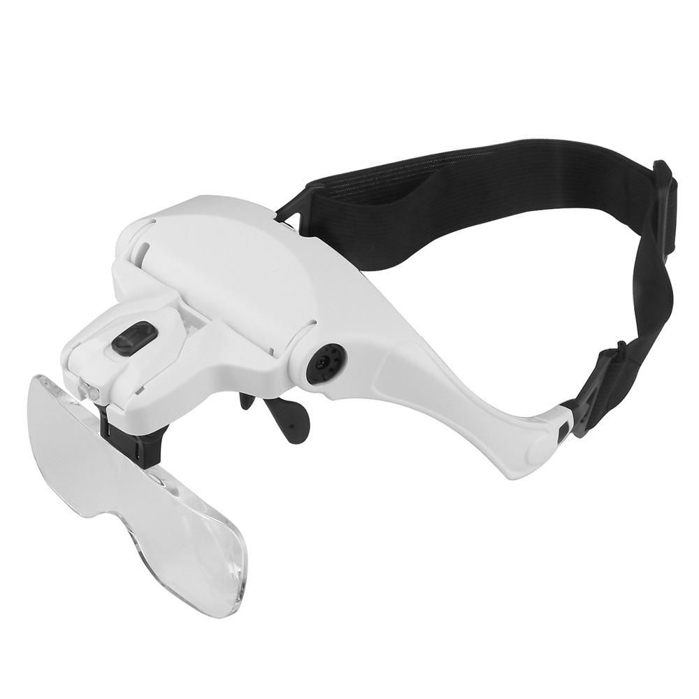 5 Lens 1.0X-3.5X Adjustable Bracket Headband Glasses Magnifier Loupe with 2 LED Lights Goggles Magnifying Tool