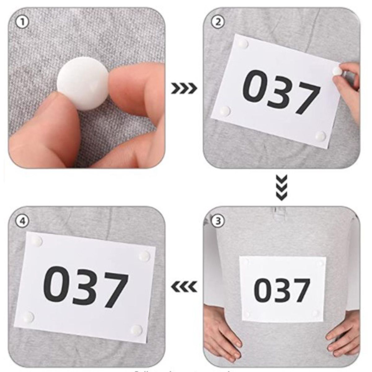 4 Pair Race Bib Holder Running Race Race Number Band Buckle White