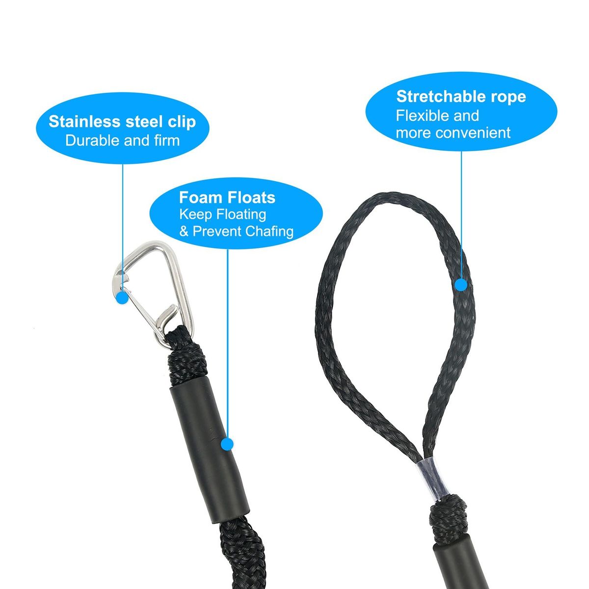 Docking Rope Boat Bungee Dock Line Black