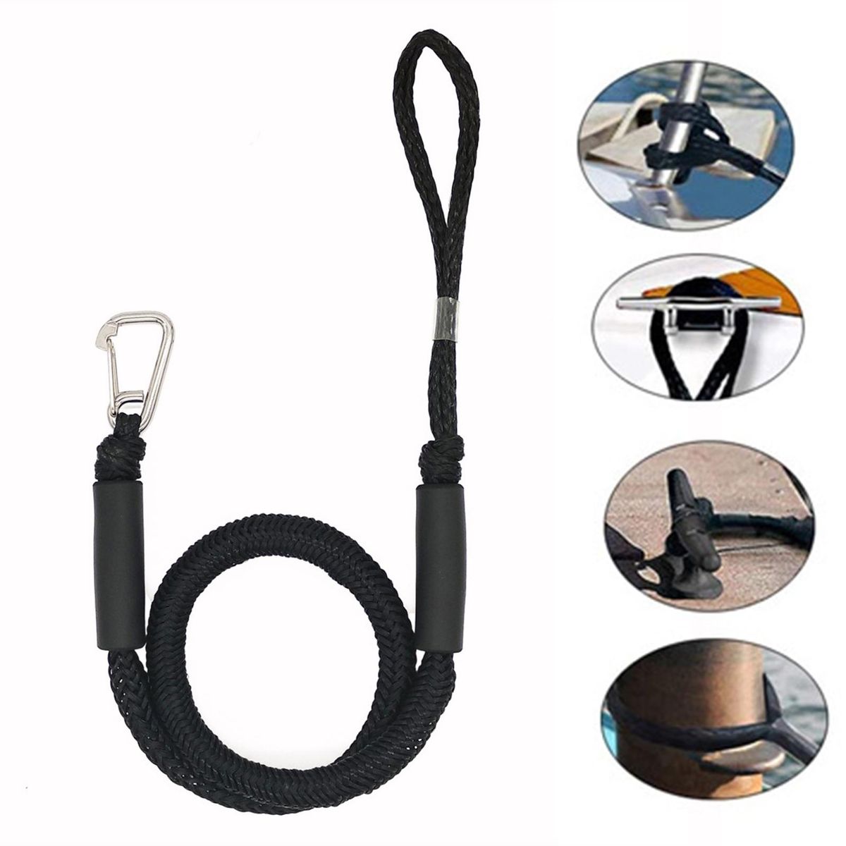 Docking Rope Boat Bungee Dock Line Black