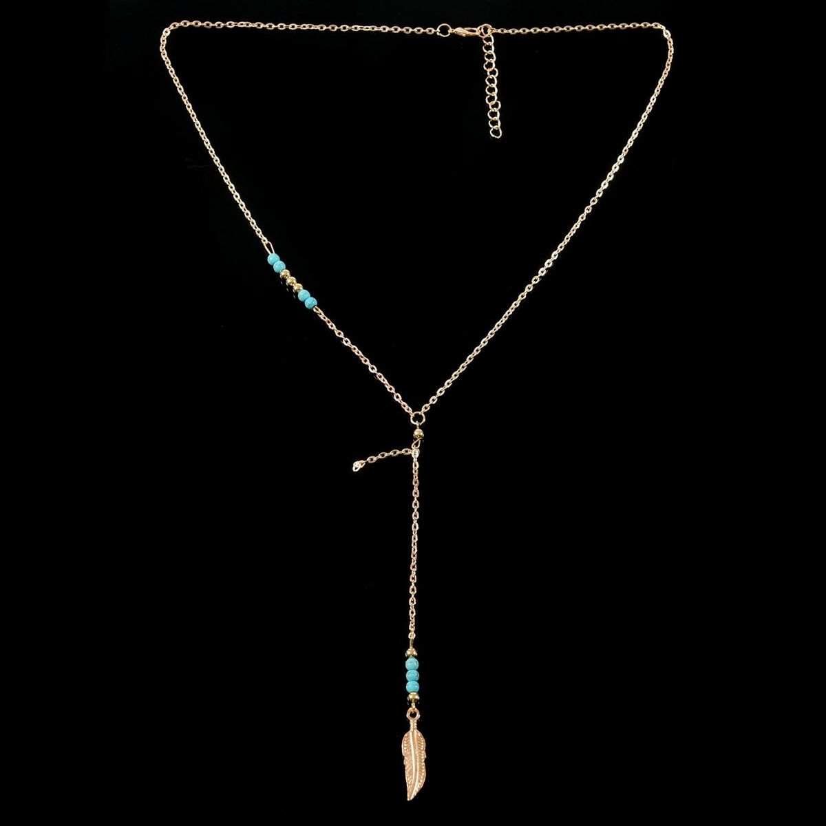 Fashion Simple Ladies Boho Beads Leaf Pendant Tassel Collar