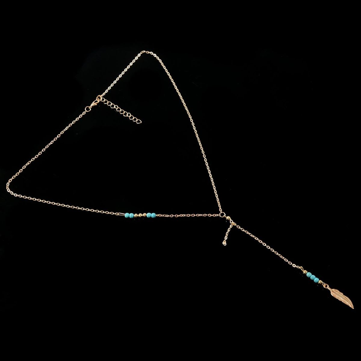 Fashion Simple Ladies Boho Beads Leaf Pendant Tassel Collar