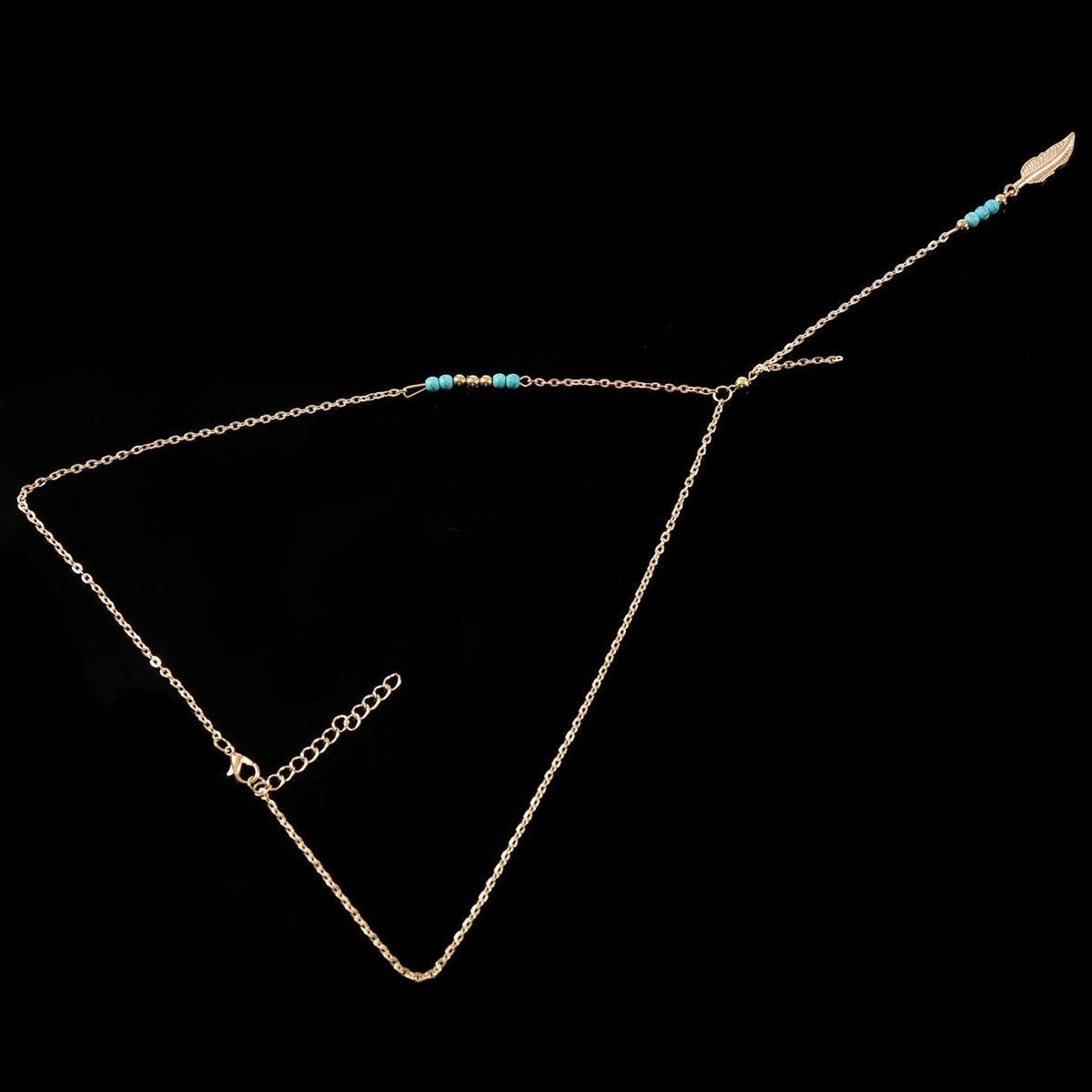 Fashion Simple Ladies Boho Beads Leaf Pendant Tassel Collar