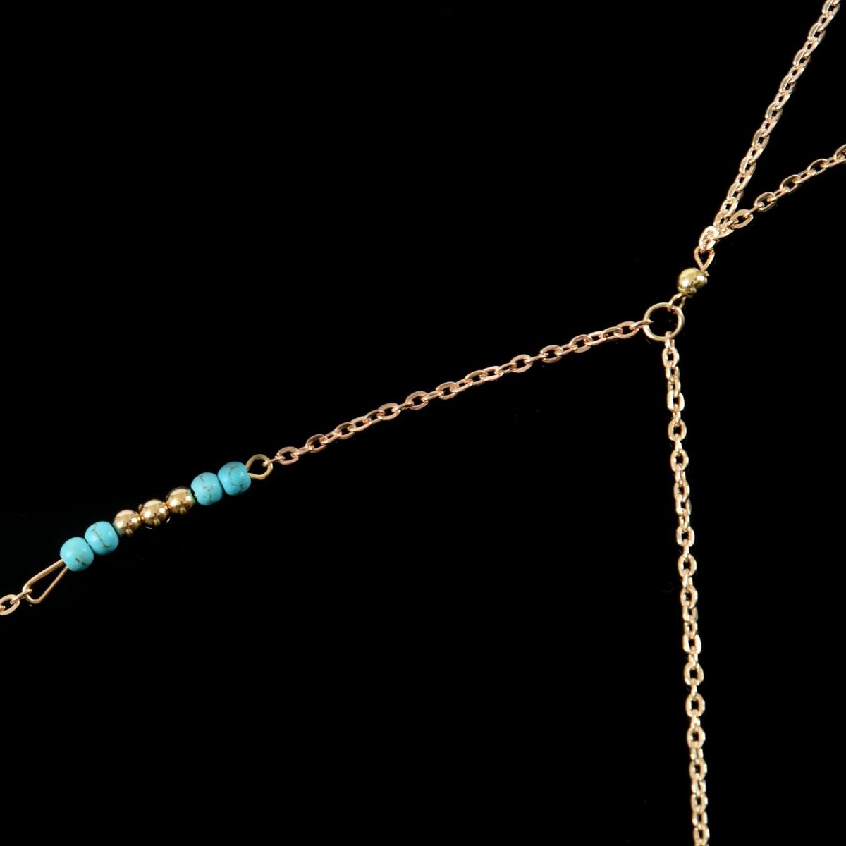 Fashion Simple Ladies Boho Beads Leaf Pendant Tassel Collar