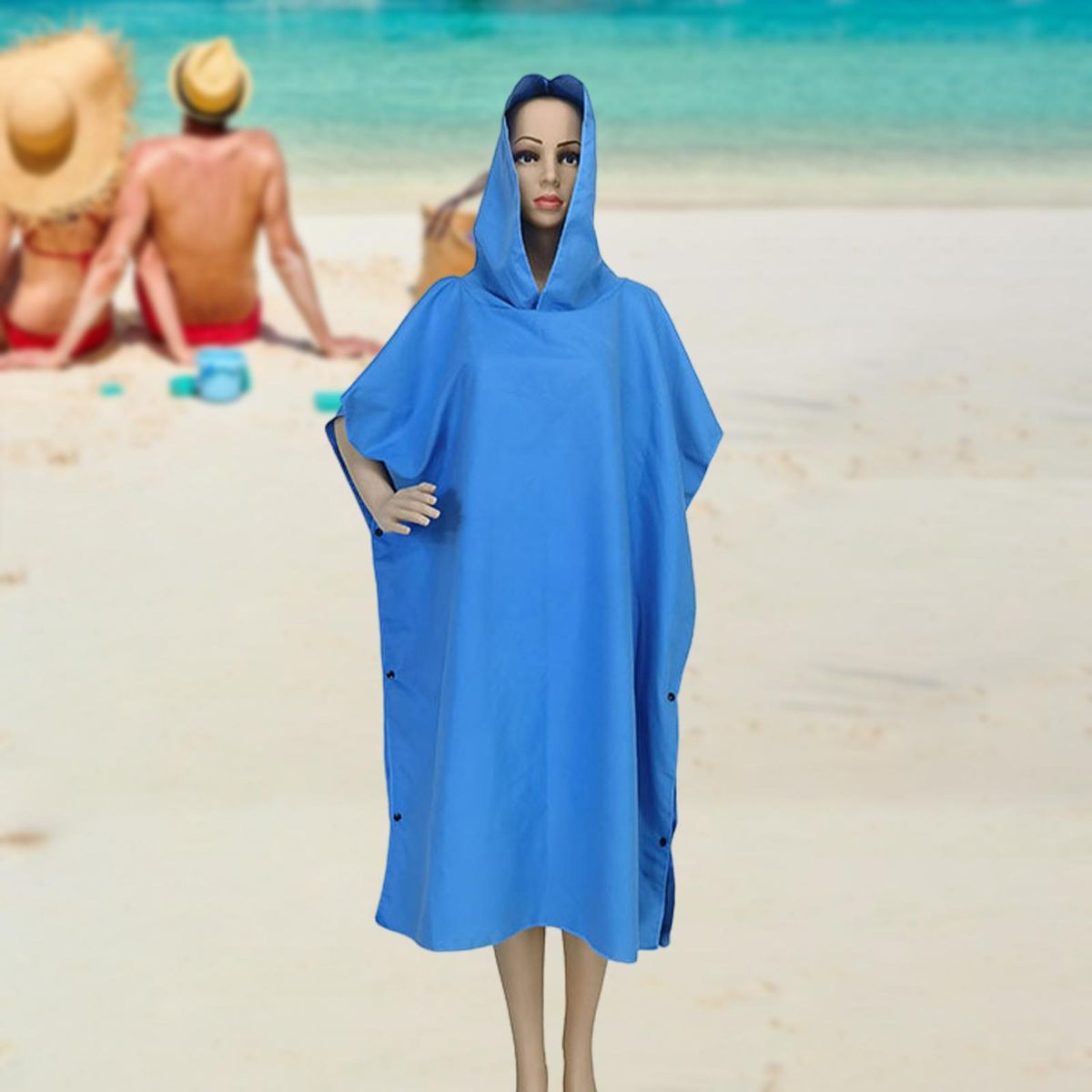 Robe Towel Poncho Dry-off Changing Robe Super Soft Extra Long Highly Blue
