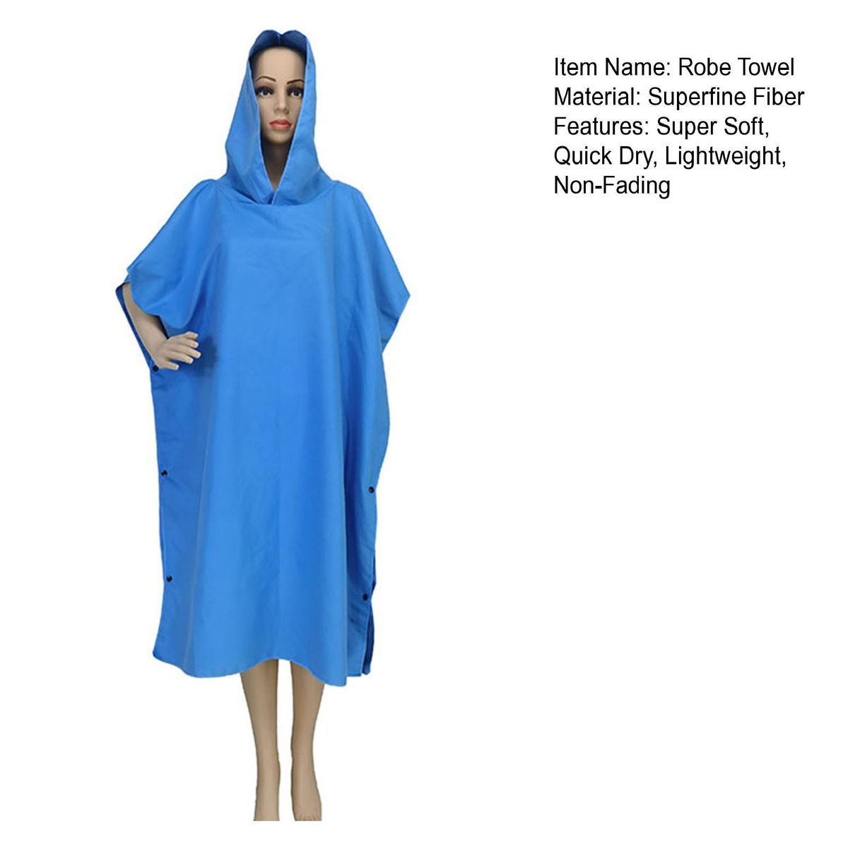 Robe Towel Poncho Dry-off Changing Robe Super Soft Extra Long Highly Blue