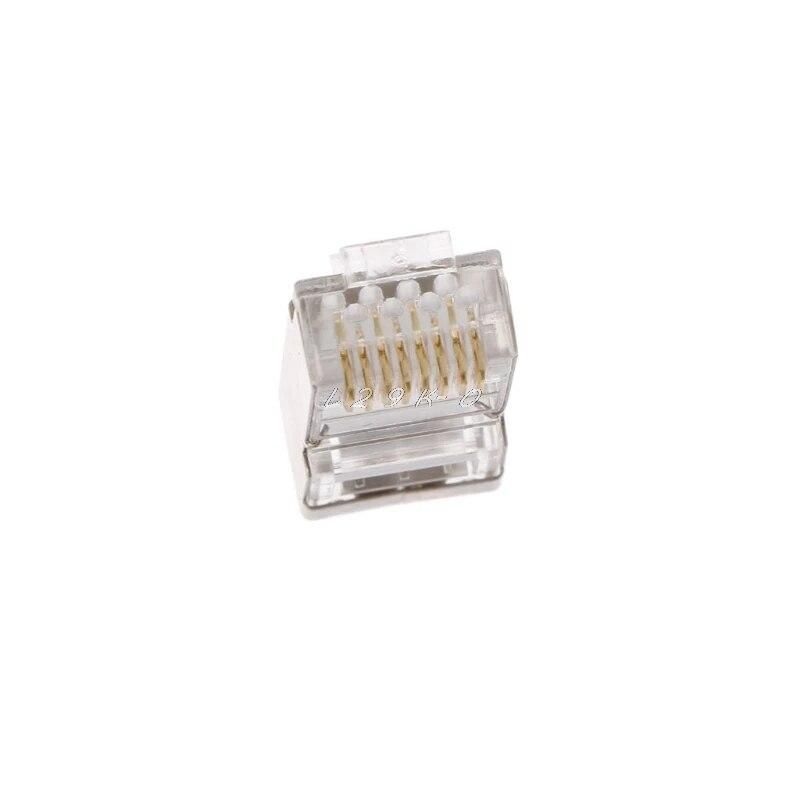 100Pcs 8-Pin Crimping Tool RJ45 8P8C Shielded Stranded Crimp Cat6 Cable Modular Plug Connector Socket Network Kit