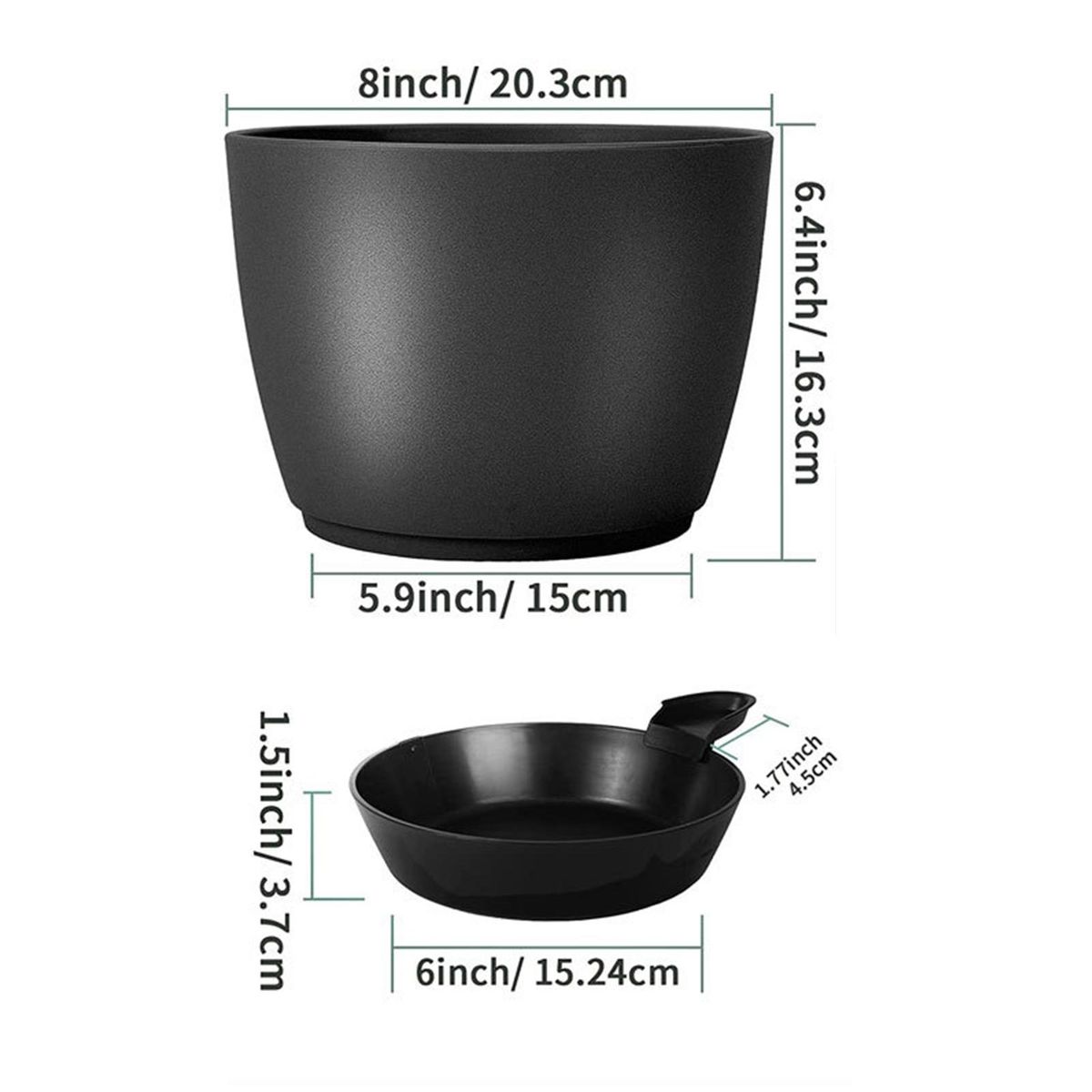 Excellent Drainage Holes Flower Pot Large Self Watering Pots Black
