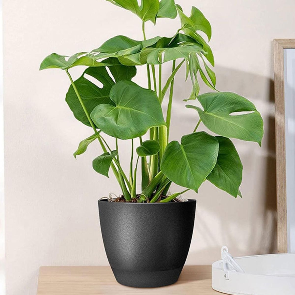 Excellent Drainage Holes Flower Pot Large Self Watering Pots Black