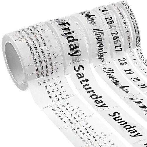6 Rolls Washi Tape Set Calendar Day Week Month