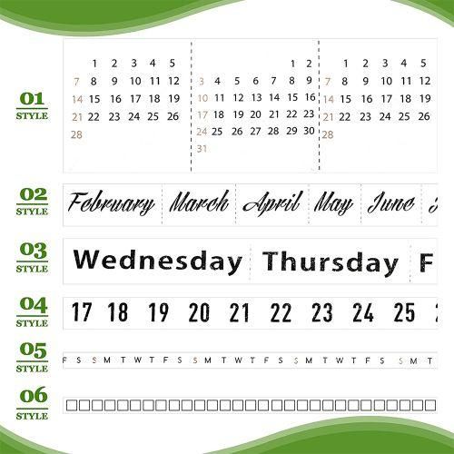 6 Rolls Washi Tape Set Calendar Day Week Month