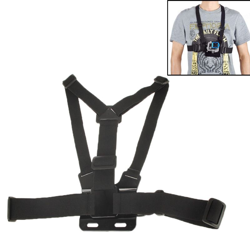 Front Chest Elastic Belt Shoulder Strap For GoPro-Black