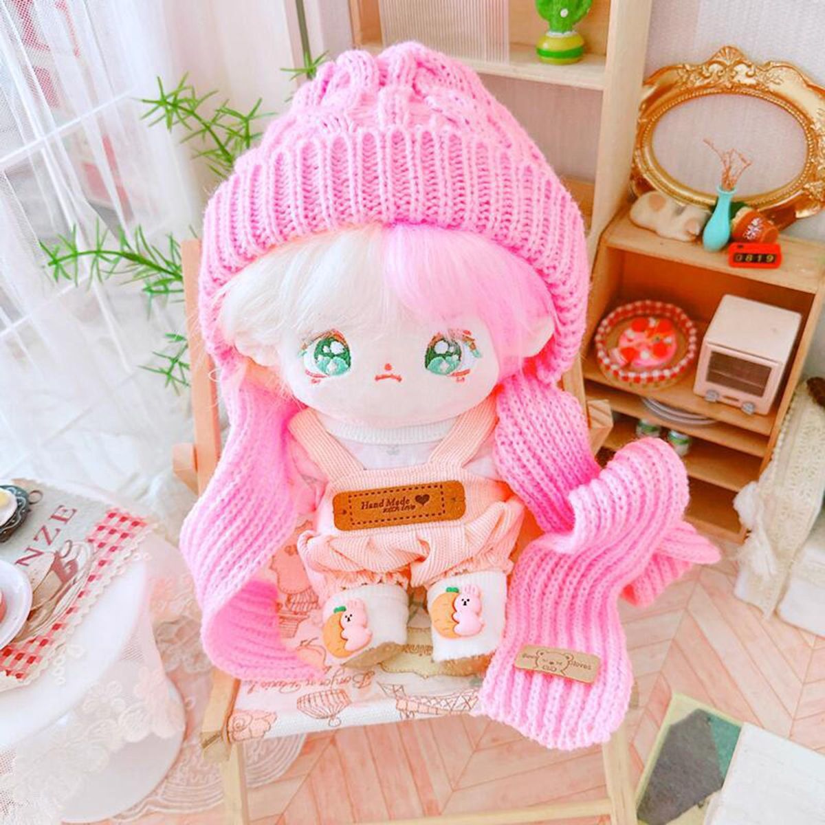 Doll Hooded Scarf Cartoon Hooded Scarf Idol Doll Accessories Pink