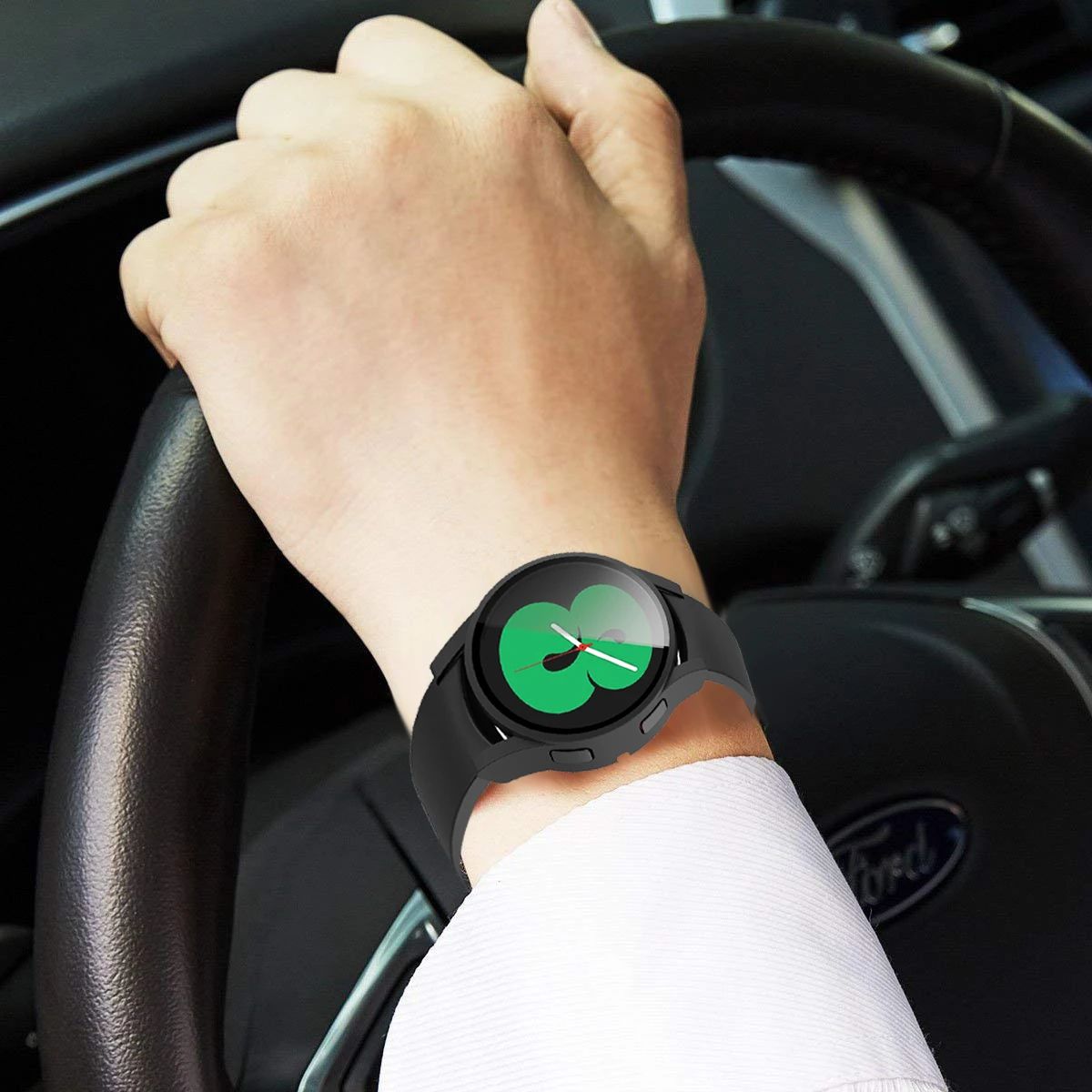 (Black)Glass+Case For Samsung Galaxy Watch 5/4 40mm 44mm PC Screen Protector Bumper Shell For Galaxy Watch 5 Pro 45mm Protective Case SHA