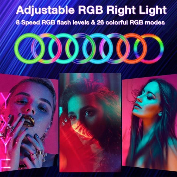 13 Inch RGB Ring Light Photography Selfie Ring Fill Light with Stand for Smartphone Youtube Makeup Video