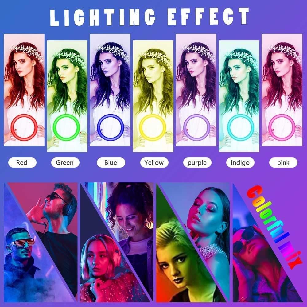 13 Inch RGB Ring Light Photography Selfie Ring Fill Light with Stand for Smartphone Youtube Makeup Video