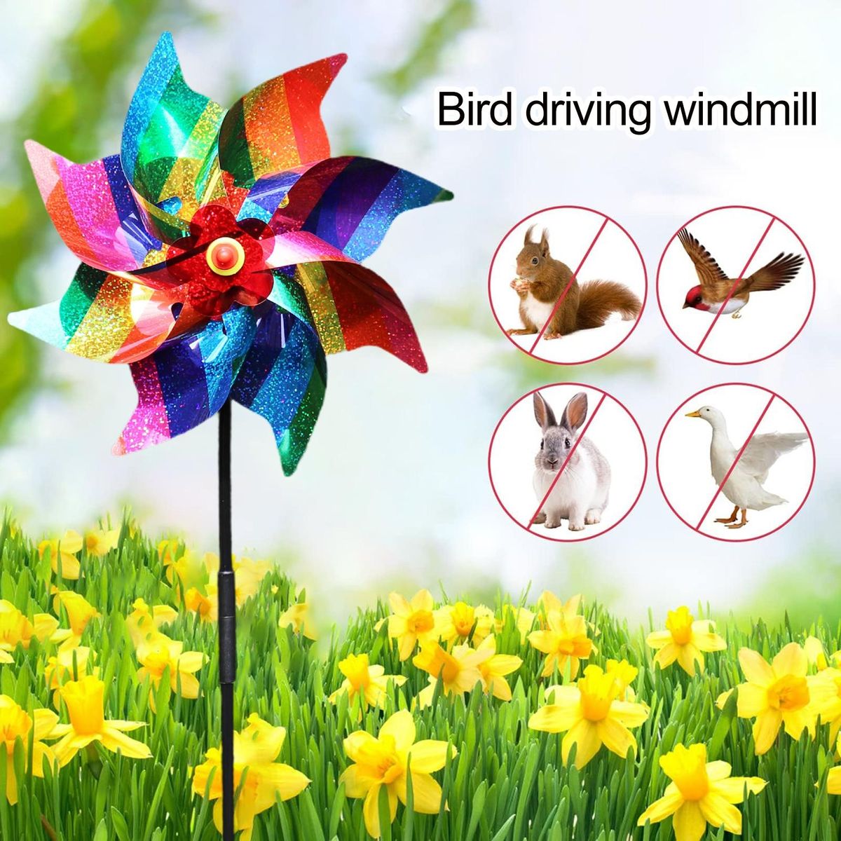 Bird Repellent Windmills Colorful Reflective Windmill Set for Farmland