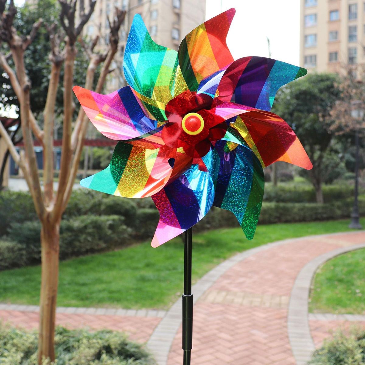 Bird Repellent Windmills Colorful Reflective Windmill Set for Farmland