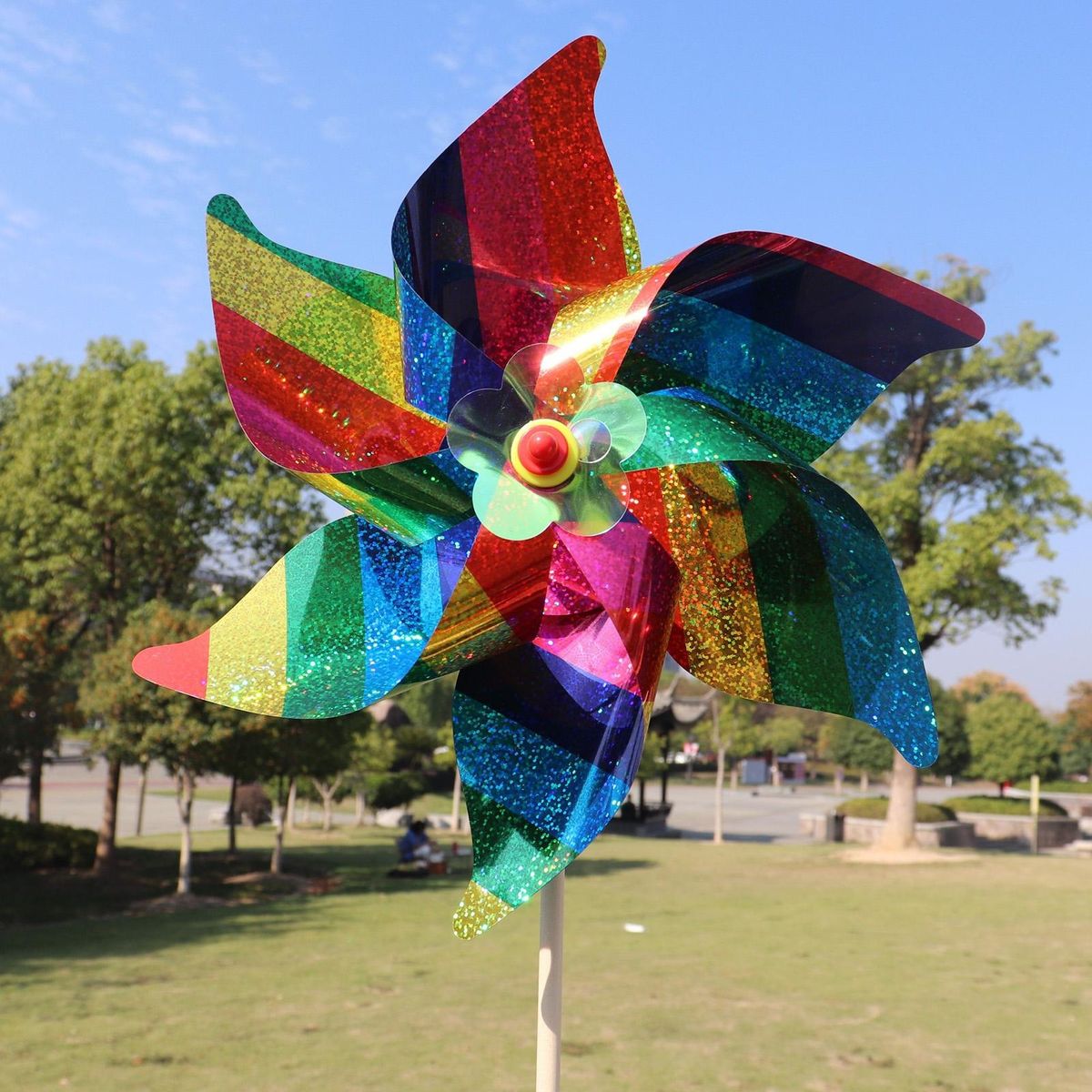 Bird Repellent Windmills Colorful Reflective Windmill Set for Farmland