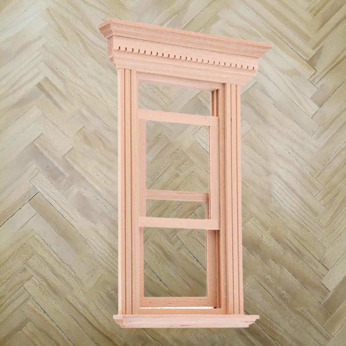 Window Dollhouse 2-Pane Sash Window Model Toy Wooden Color