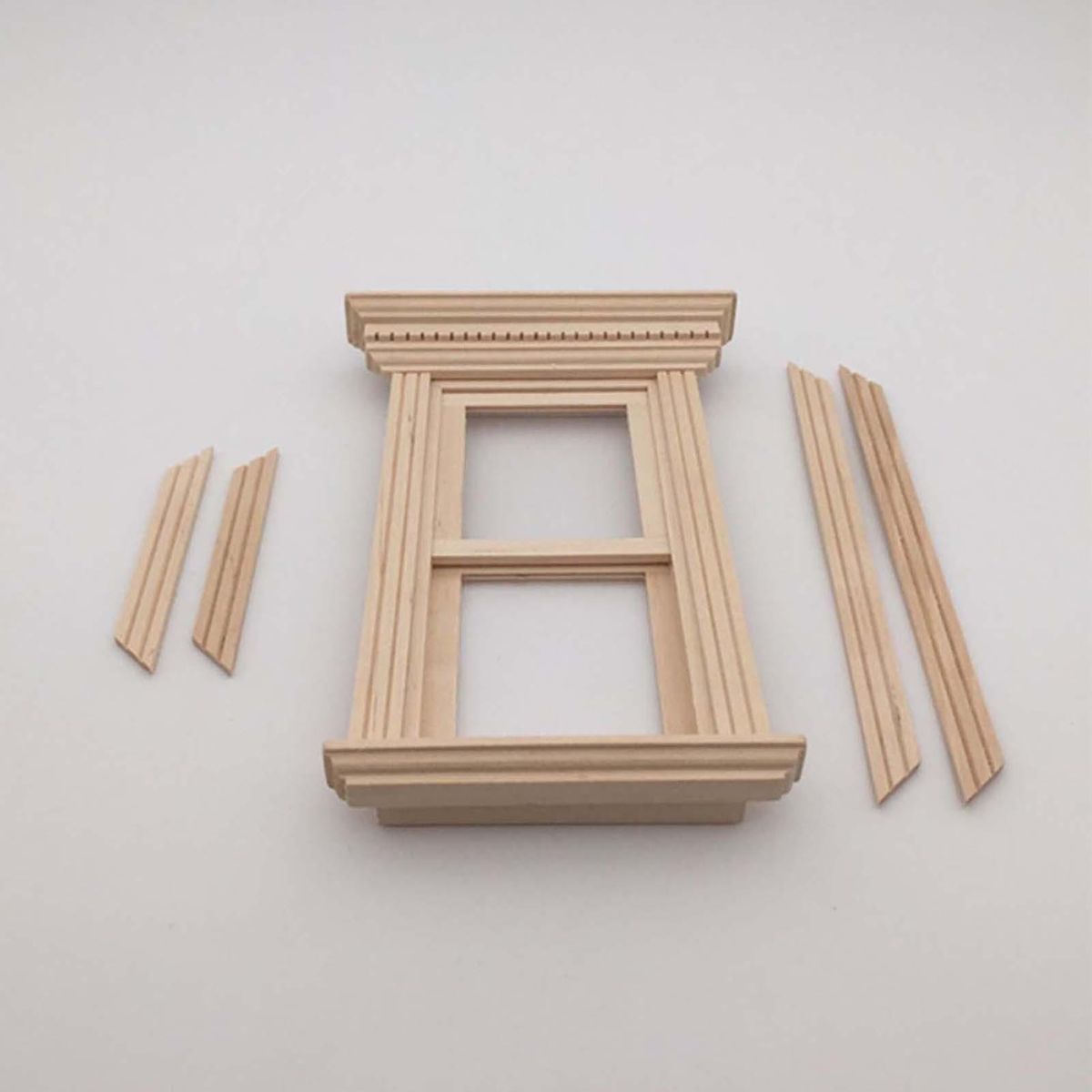 Window Dollhouse 2-Pane Sash Window Model Toy Wooden Color