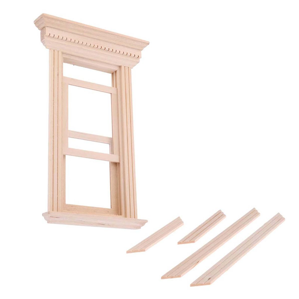 Window Dollhouse 2-Pane Sash Window Model Toy Wooden Color