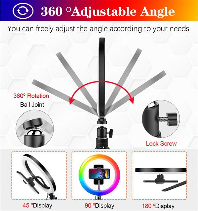 26cm Selfie beauty fill light, adjustable RGB ring light, Selfie with tripod ring, Selfie remote control