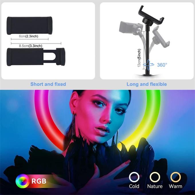 26cm Selfie beauty fill light, adjustable RGB ring light, Selfie with tripod ring, Selfie remote control