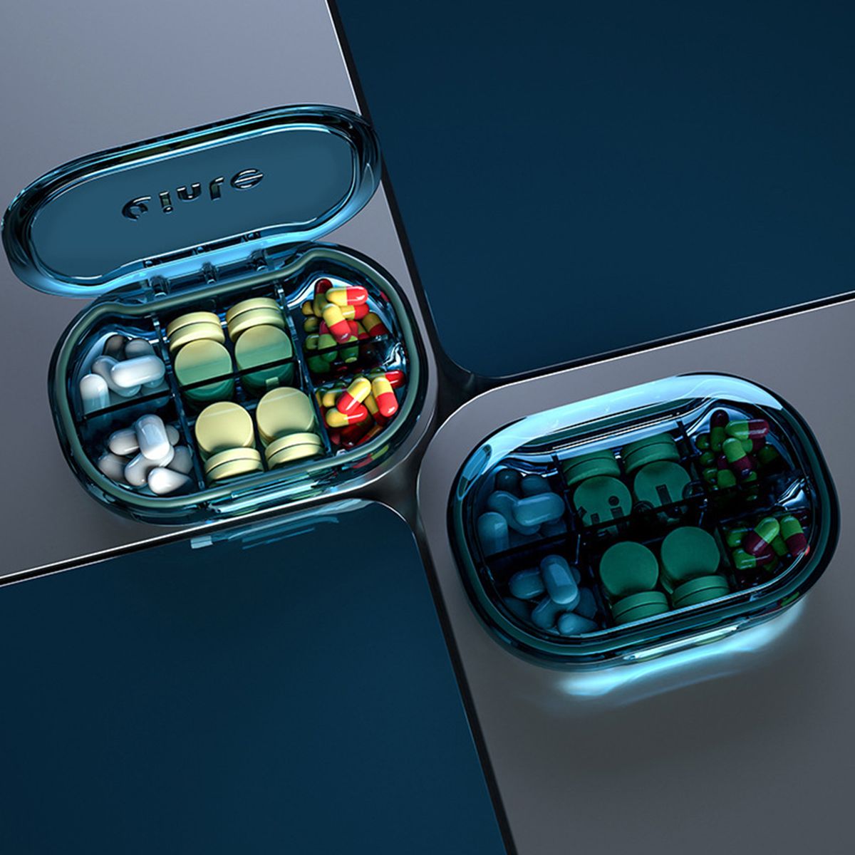 Pill Case Portable Water Proof Dispenser Box Medicine Container Organizer Drug Dispenser Medicine Holder Tablet Storage Blue 6Grid