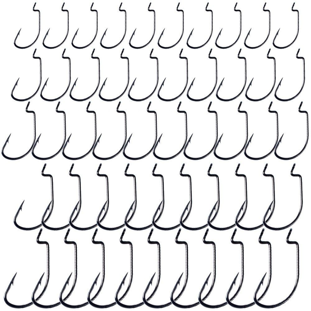 50pcs Fishing Hooks Worm Soft Bait Fish Hooks With Plastic