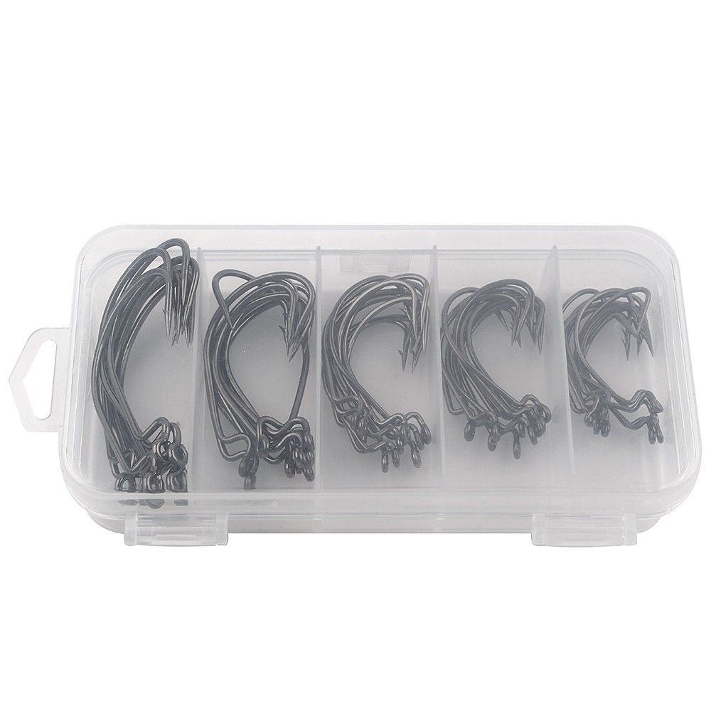 50pcs Fishing Hooks Worm Soft Bait Fish Hooks With Plastic