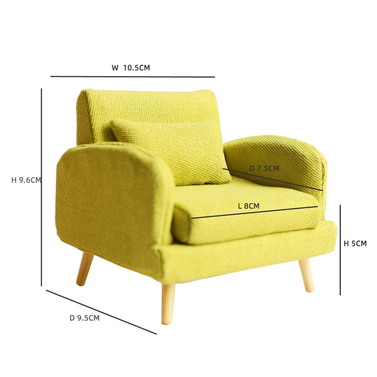 1/12 Dolls House Single Sofa Dollhouse Miniature Furniture Sofa Chair Armchair for Dollhouse Decoration Toy Yellow