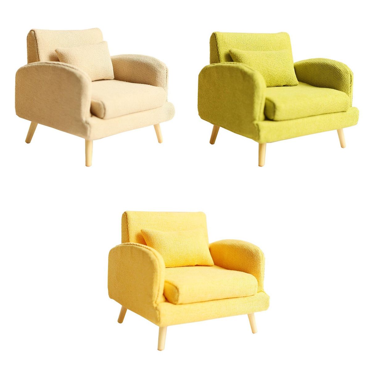 1/12 Dolls House Single Sofa Dollhouse Miniature Furniture Sofa Chair Armchair for Dollhouse Decoration Toy Yellow