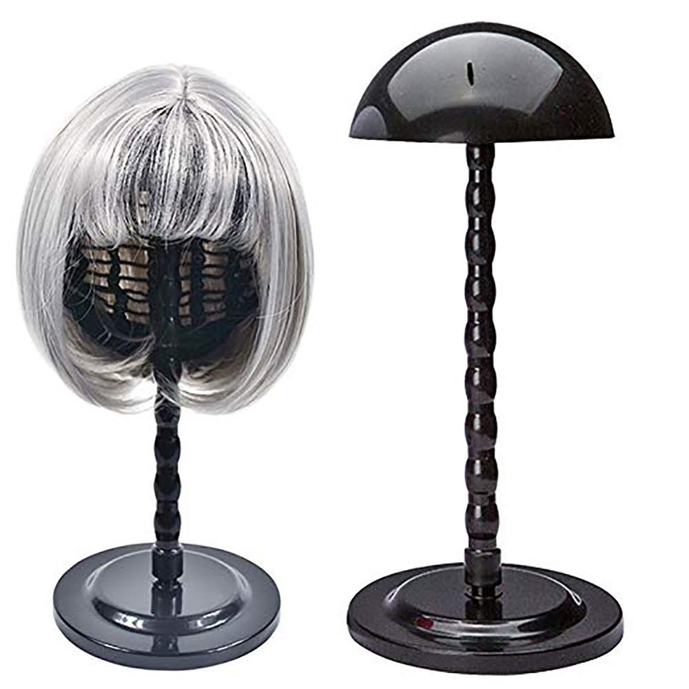 2 Pcs Of  Foldable Detachable Wig Stands Mannequin-black