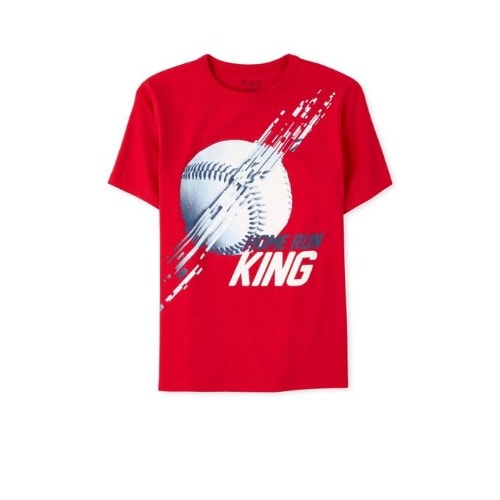 Boys Home Run King Graphic Tshirt- Red