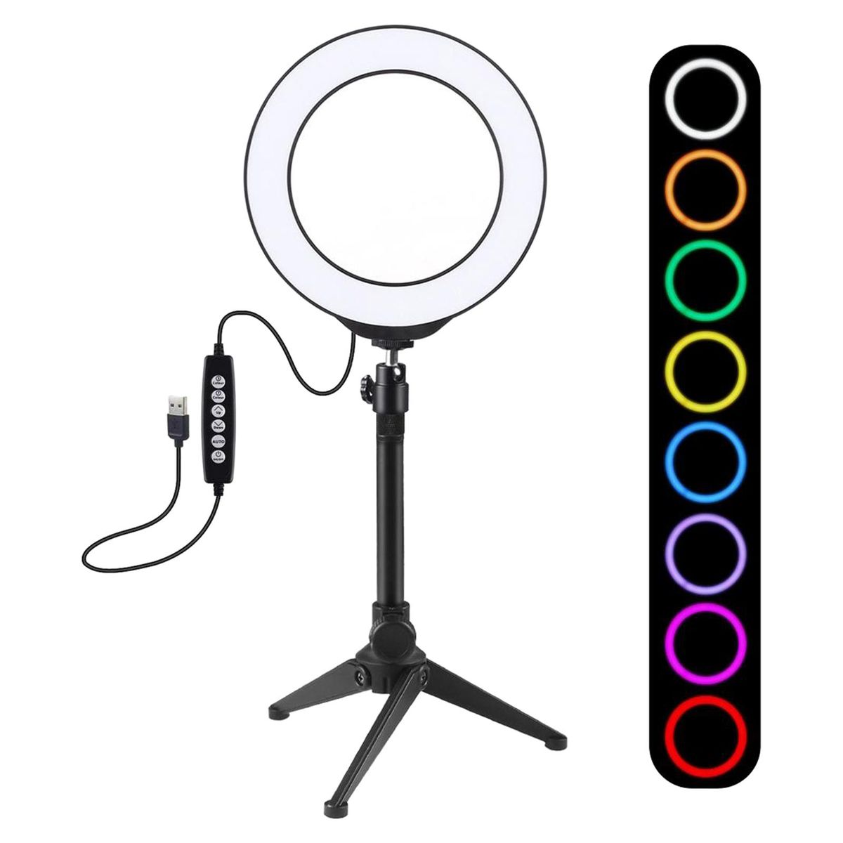 8'' LED Ring Light With Stand And Phone Holder, Selfie Halo Set C