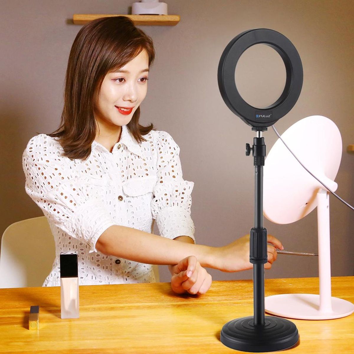 8'' LED Ring Light With Stand And Phone Holder, Selfie Halo Set C
