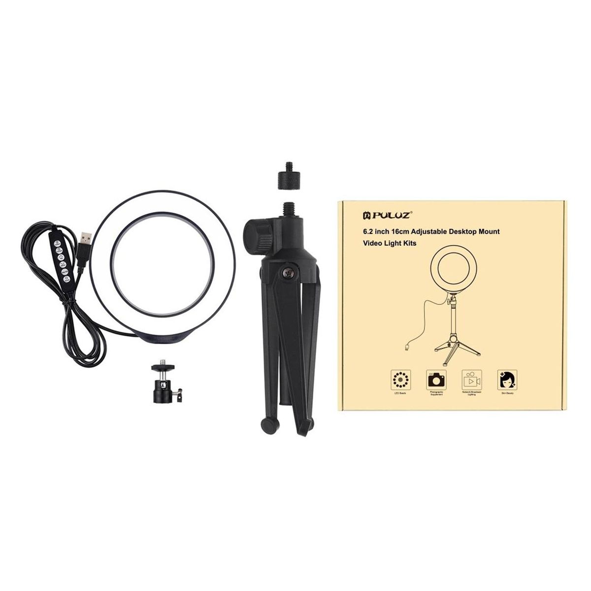 8'' LED Ring Light With Stand And Phone Holder, Selfie Halo Set C