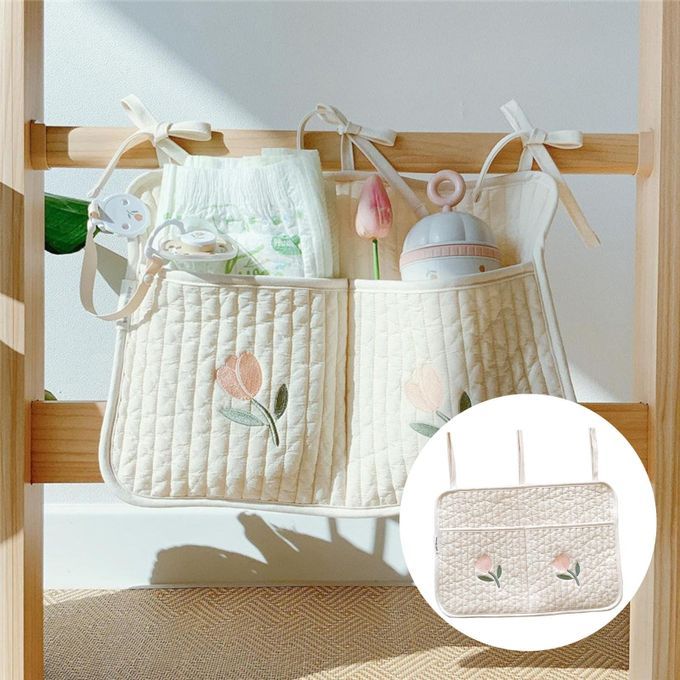 Baby Diaper Bag Hanging Pocket Multifunctional Cotton Crib Organizer