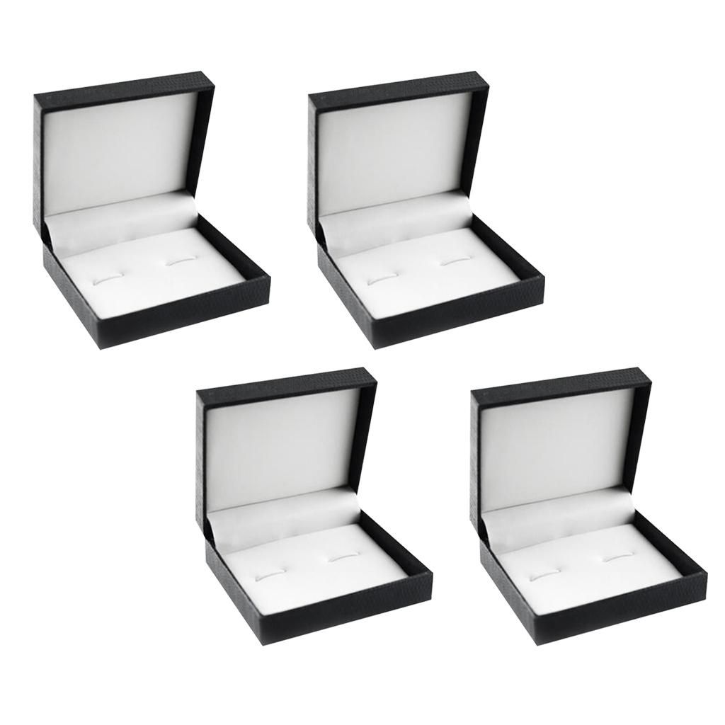 4pcs Retro Cufflinks Storage Organizer Jewelry Box For Cufflinks