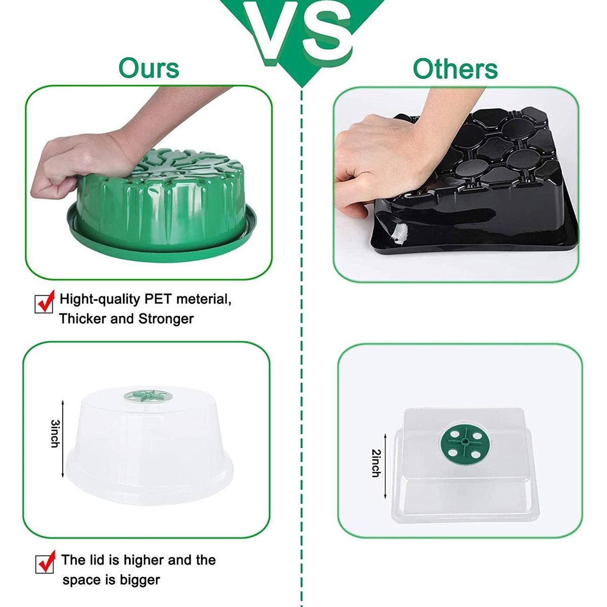Seed Starter Tray, Humidity Adjustable with Dome & Base