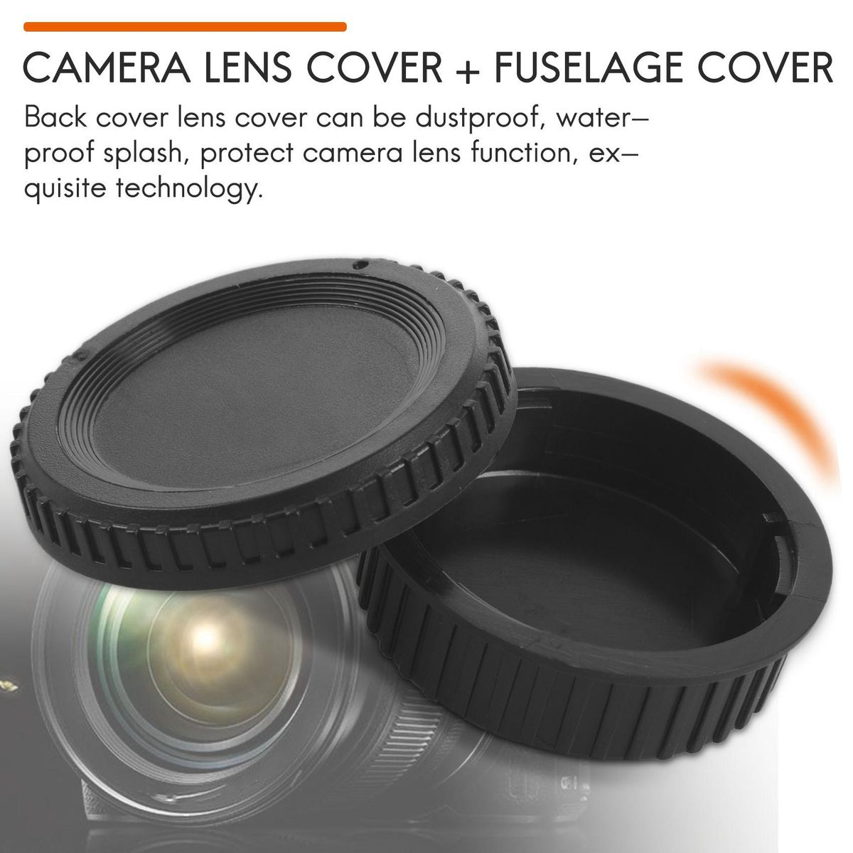 Black Plastic Camera Body Cover + Rear Lens Cap for Nikon Digital SLR