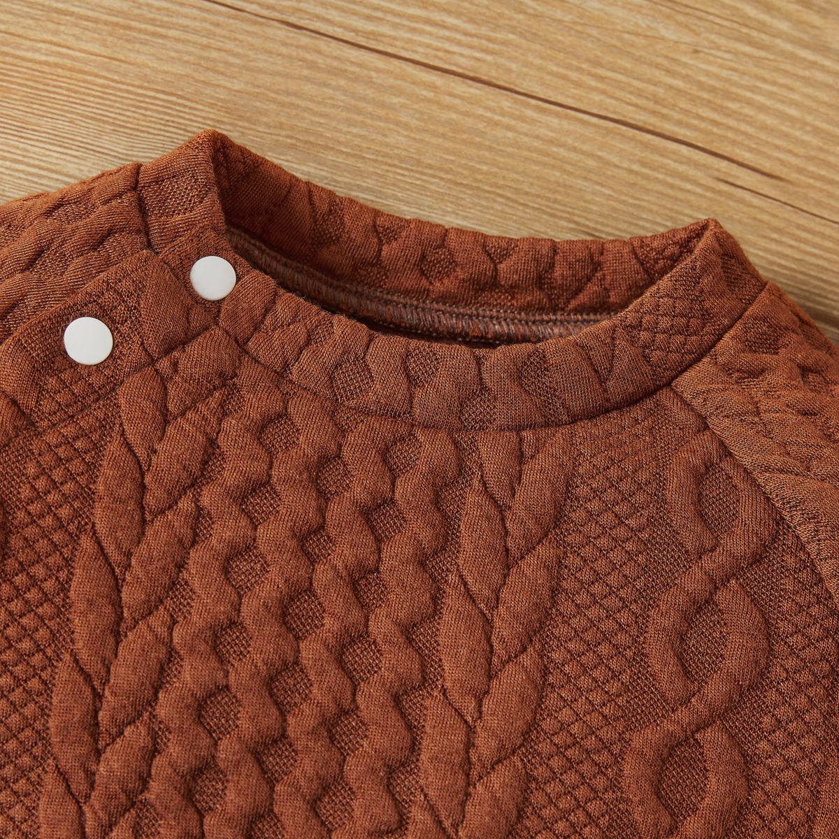 Baby Boys Autumn Winter Twist Kniting Long Sleeves Sweatsuit -Brown