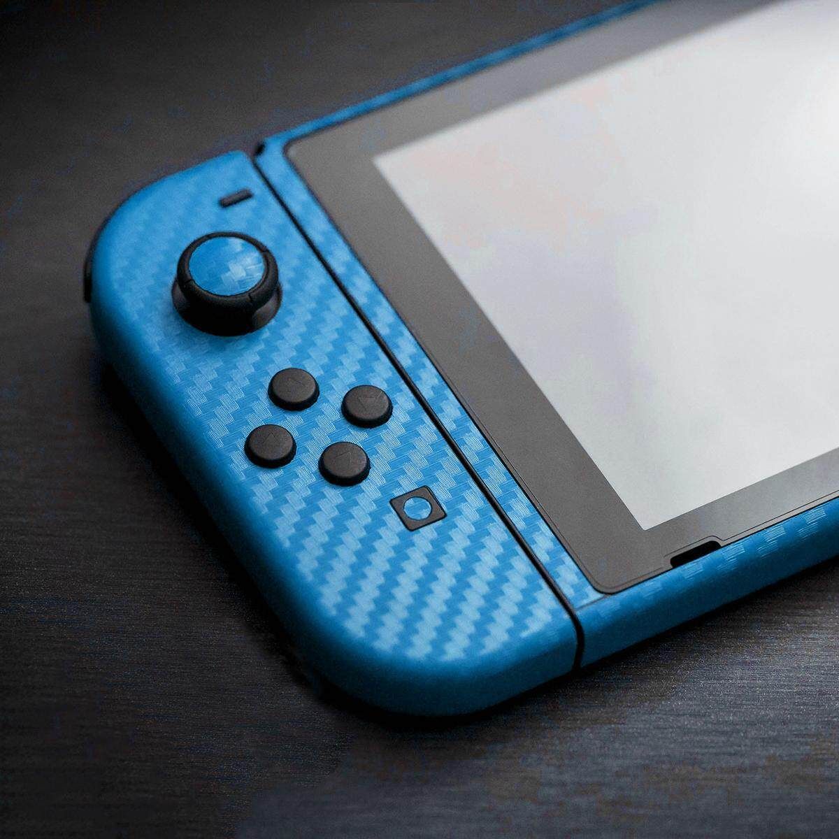 Blue Carbon Fiber Skin Full Wrap Sticker Decal Protector For Nintendo Switch