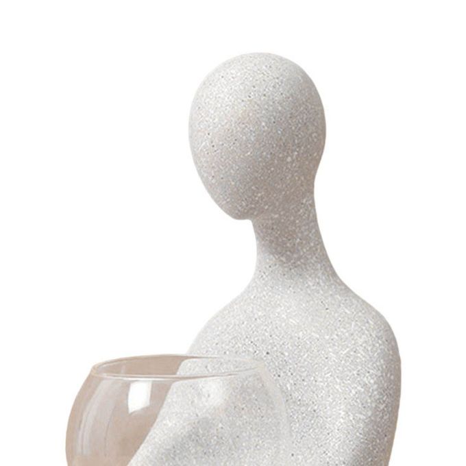 Resin Human Statue Abstract Art Sculptures Home Office Gray Flowerpot