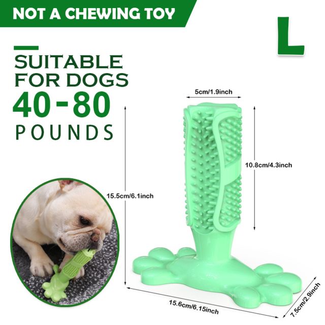 Dog Toothbrush Tooth Cleaner Brushing Stick Doggy Puppy Dental Care Chew Toys Green [Size:L] [Green]