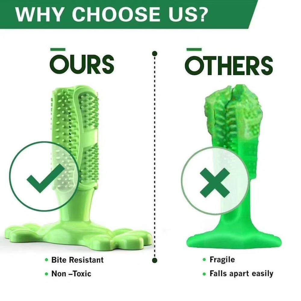 Dog Toothbrush Tooth Cleaner Brushing Stick Doggy Puppy Dental Care Chew Toys Green [Size:L] [Green]